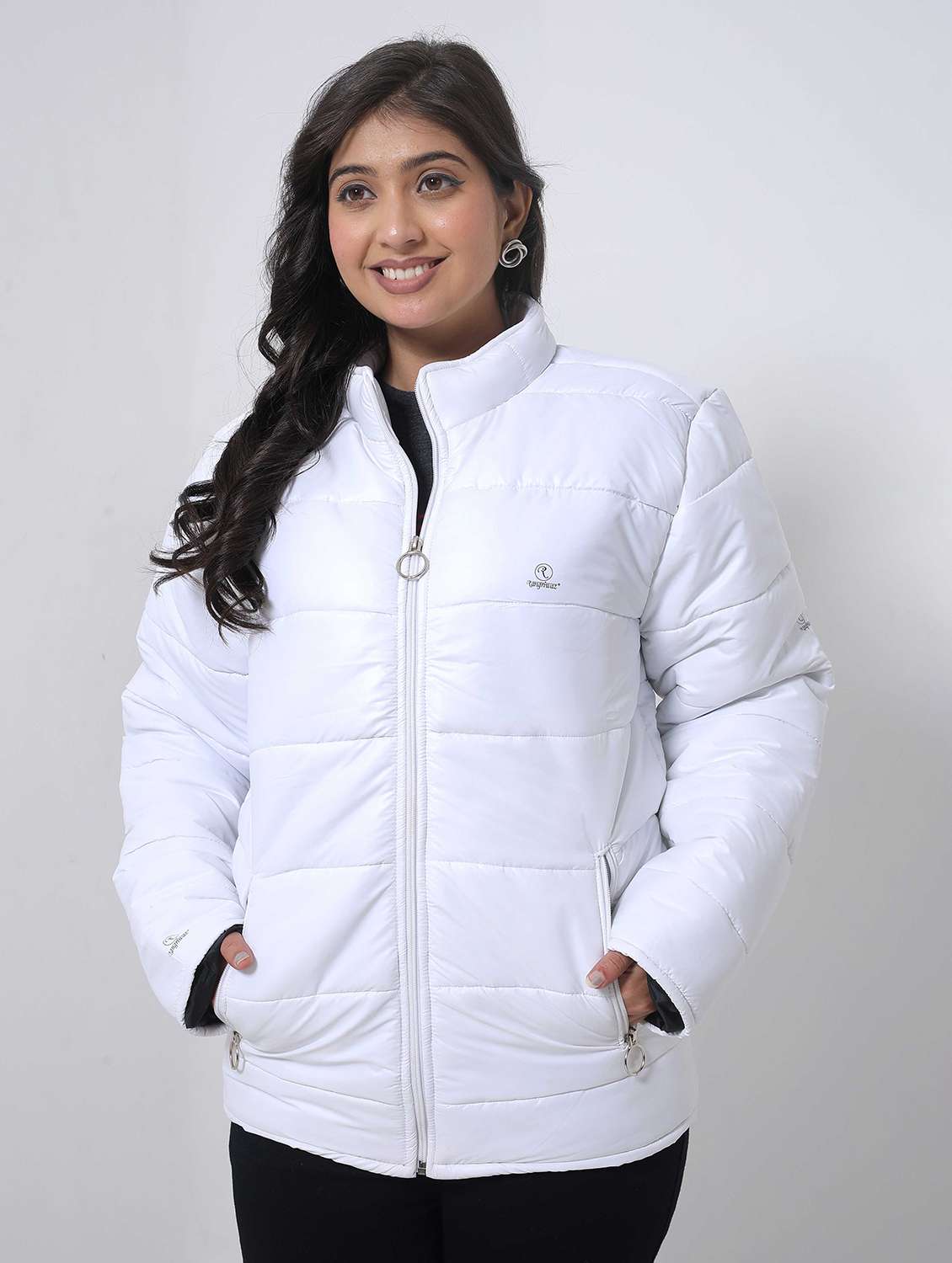 women long sleeve back print puffer jacket - 22162290 -  Standard Image - 2