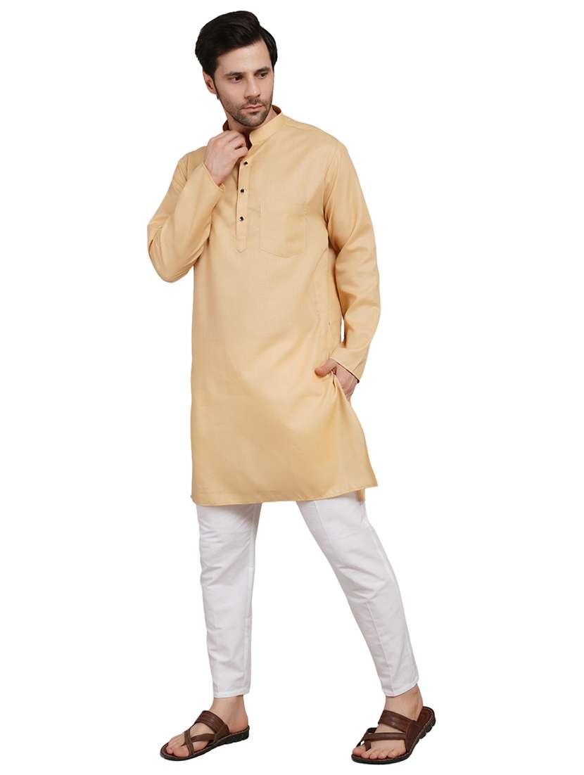 men solid mandarin neck kurta with trousers ethnic wear set - 22162295 -  Standard Image - 2
