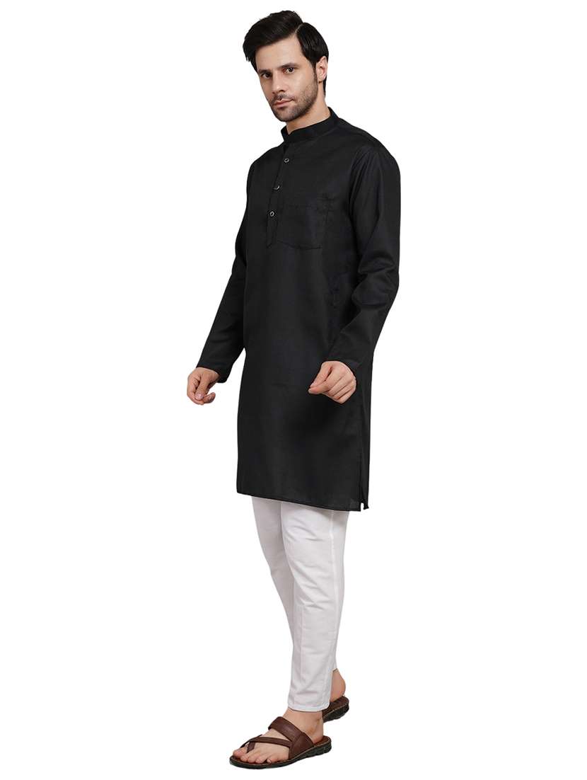 men solid mandarin neck kurta with trousers ethnic wear set - 22162297 -  Standard Image - 2