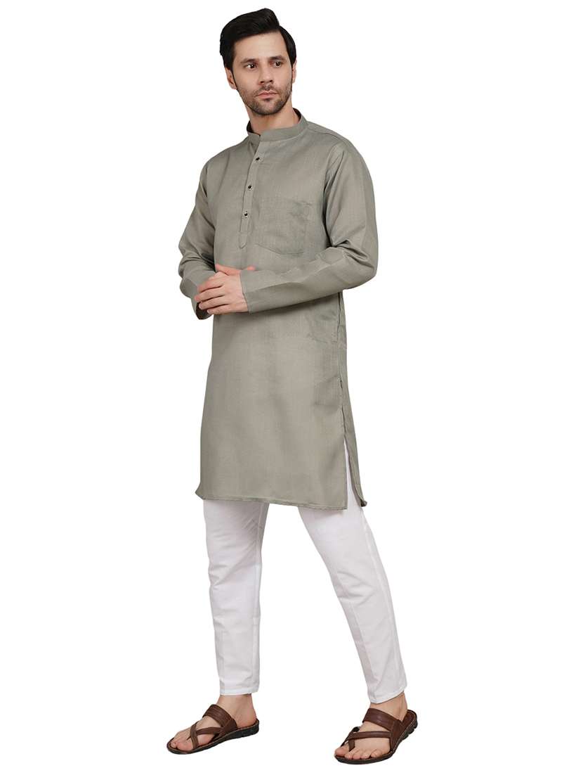 men solid mandarin neck kurta with trousers ethnic wear set - 22162298 -  Standard Image - 2