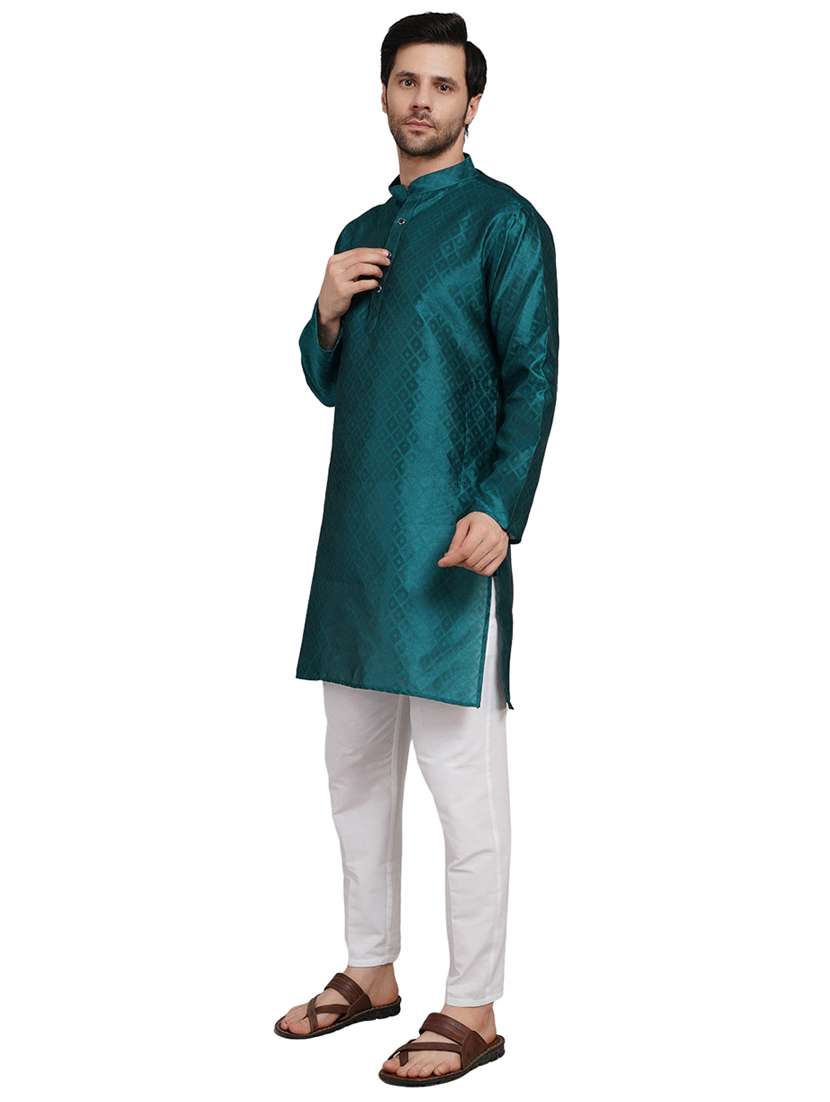 men self design mandarin neck kurta with trousers ethnic wear set - 22162299 -  Standard Image - 2