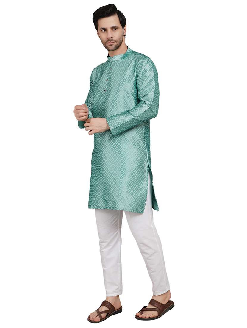 men self design mandarin neck kurta with trousers ethnic wear set - 22162359 -  Standard Image - 2