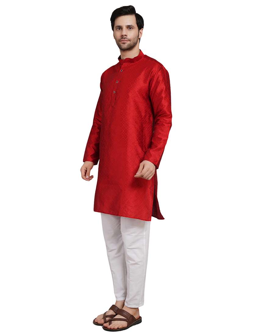 men self design mandarin neck kurta with trousers ethnic wear set - 22162360 -  Standard Image - 2