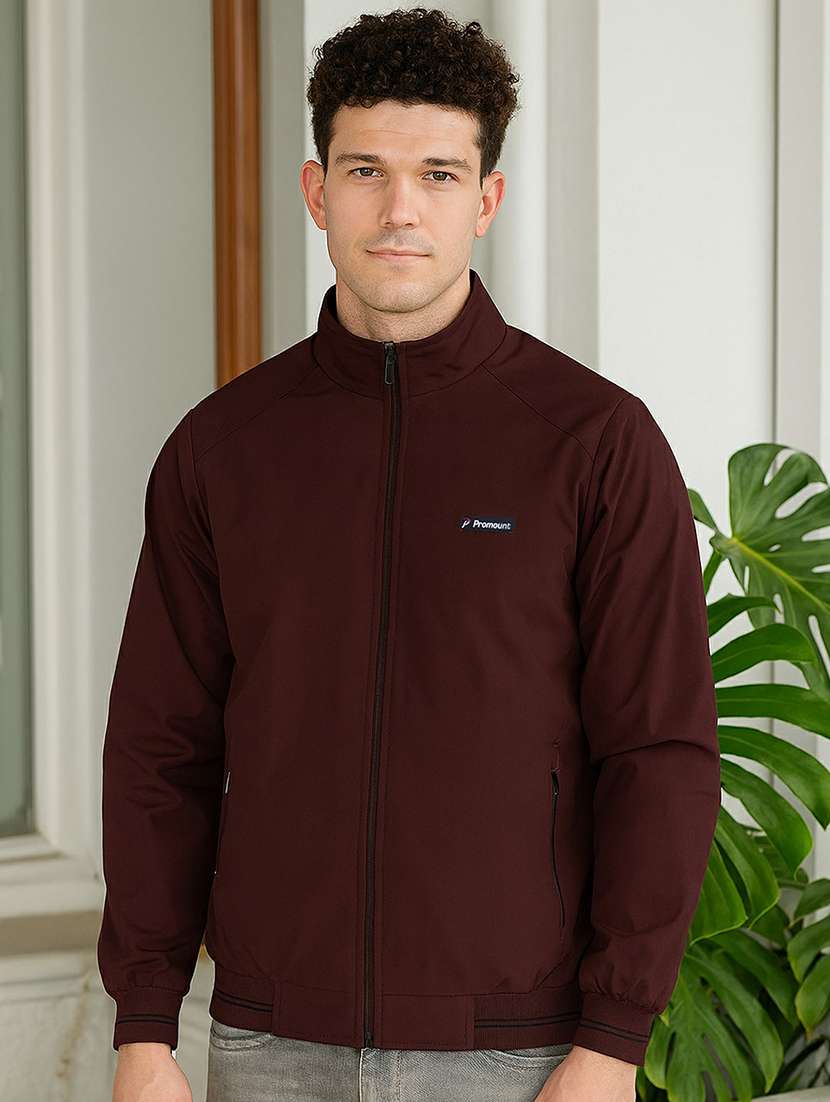 men solid long sleeve regualr fit reversible casual jacket