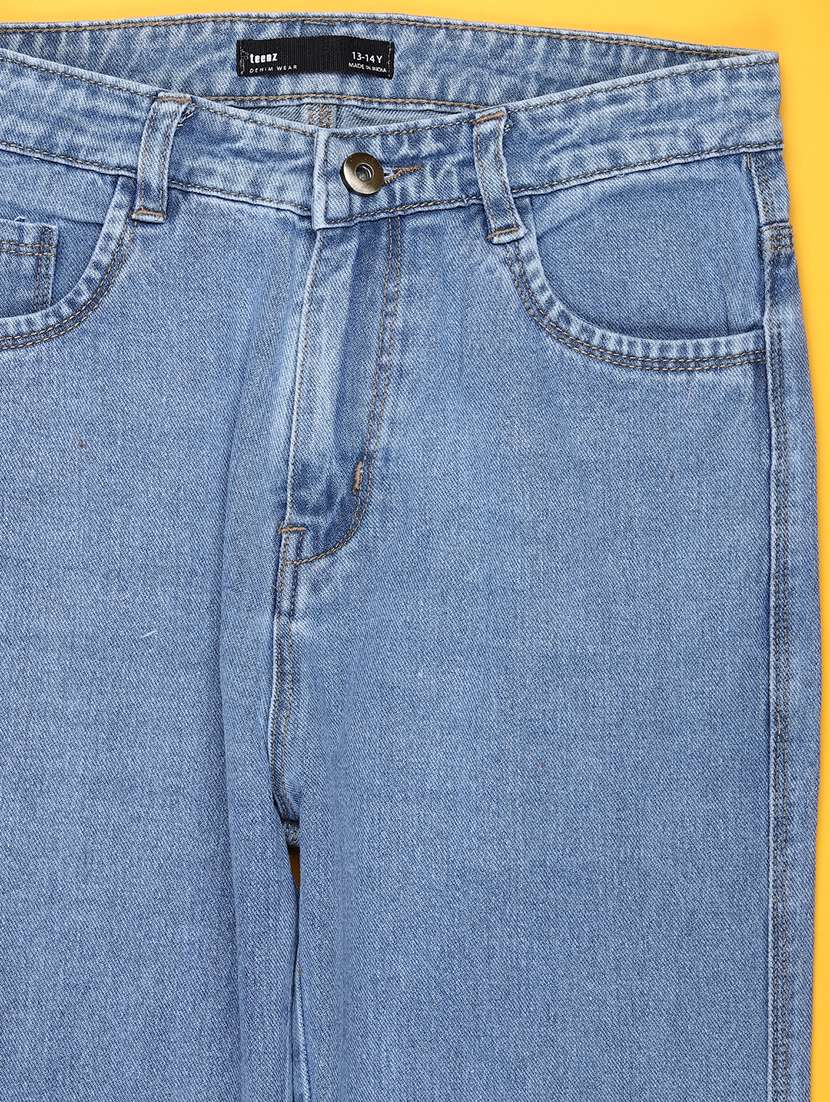 girls plain mid rise relaxed fit jeans - 22162470 -  Standard Image - 2