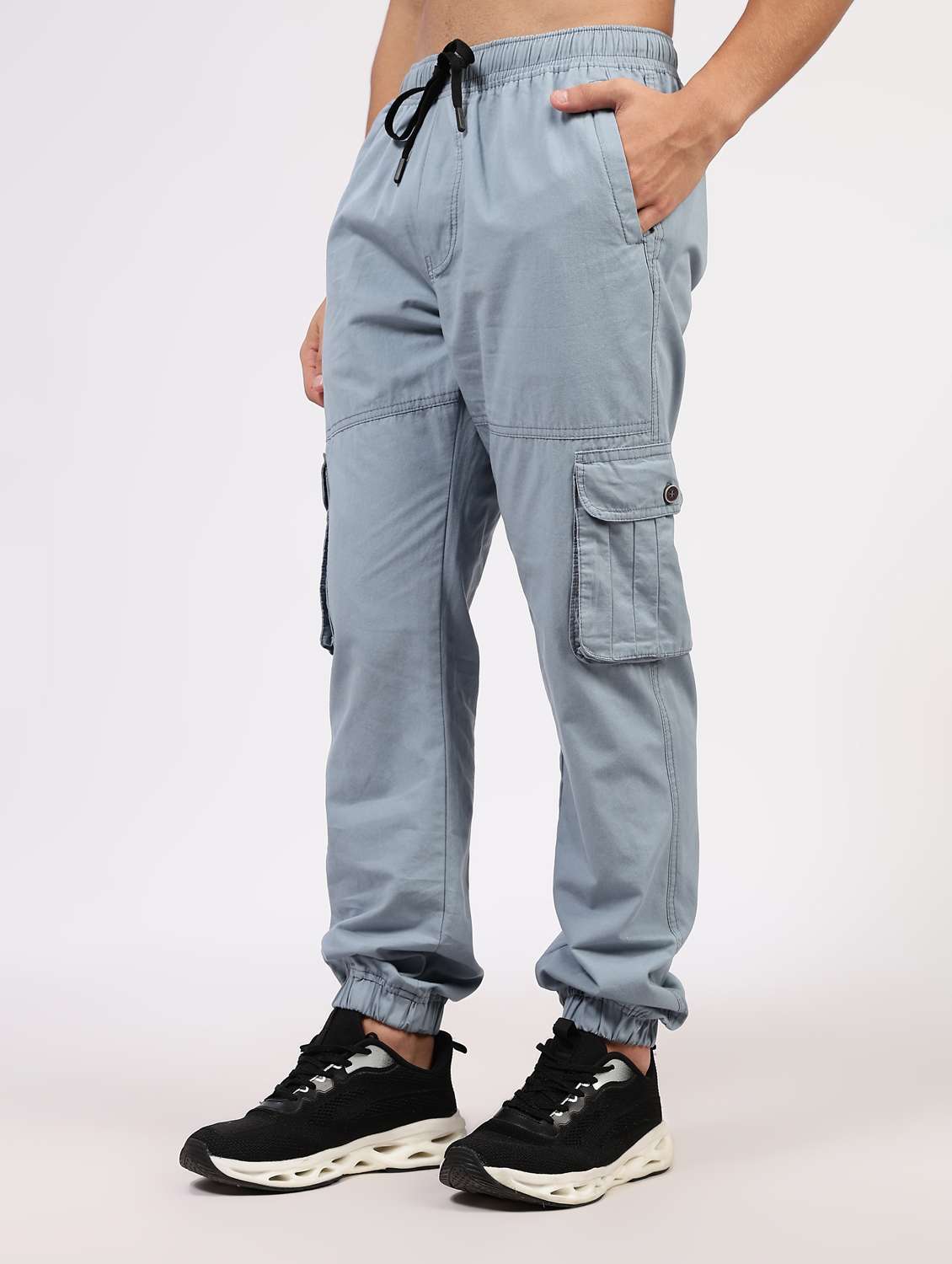 men solid mid rise regular fit cargo jogger - 22162557 -  Standard Image - 2
