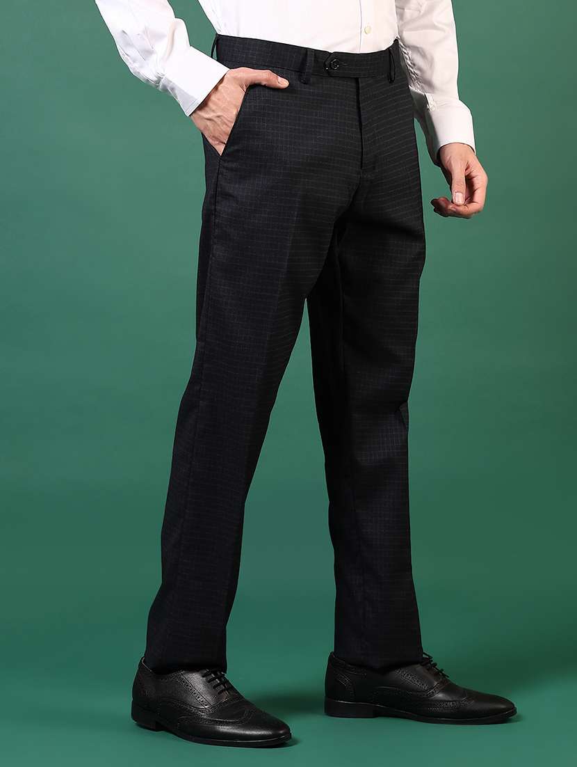 men checkered mid rise flat front formal trouser - 22163351 -  Standard Image - 2