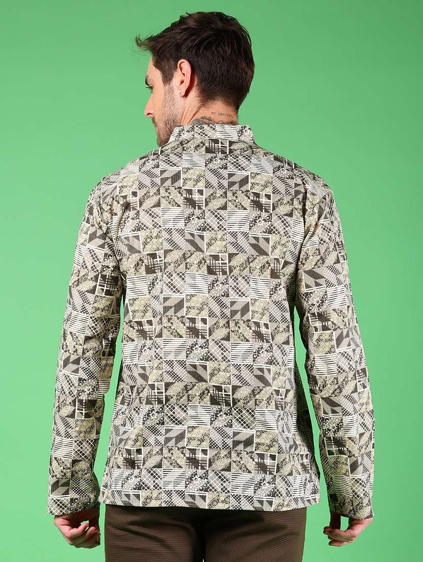 men printed mandarin neck short kurta - 22163368 -  Standard Image - 2