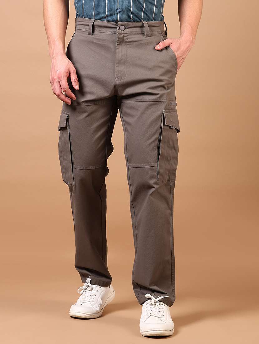 men solid mid rise cargo