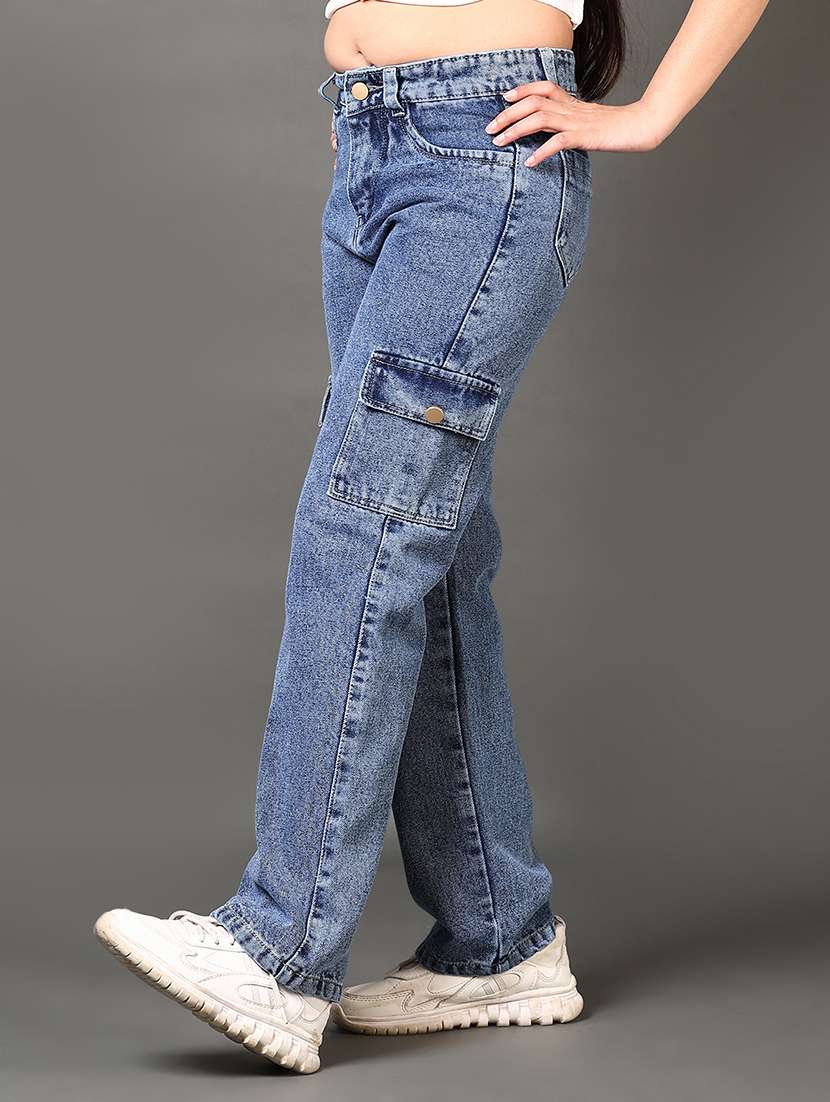 girls plain mid rise regular fit cargo - 22163469 -  Standard Image - 2