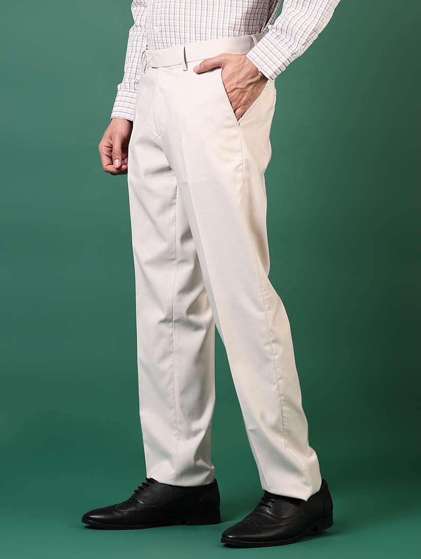 men solid mid rise flat front formal trouser - 22163664 -  Standard Image - 2