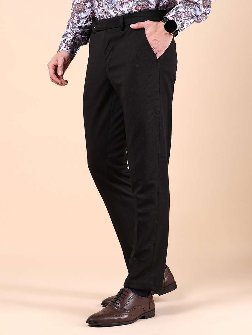 men solid mid rise flat front formal trouser - 22163666 -  Standard Image - 2
