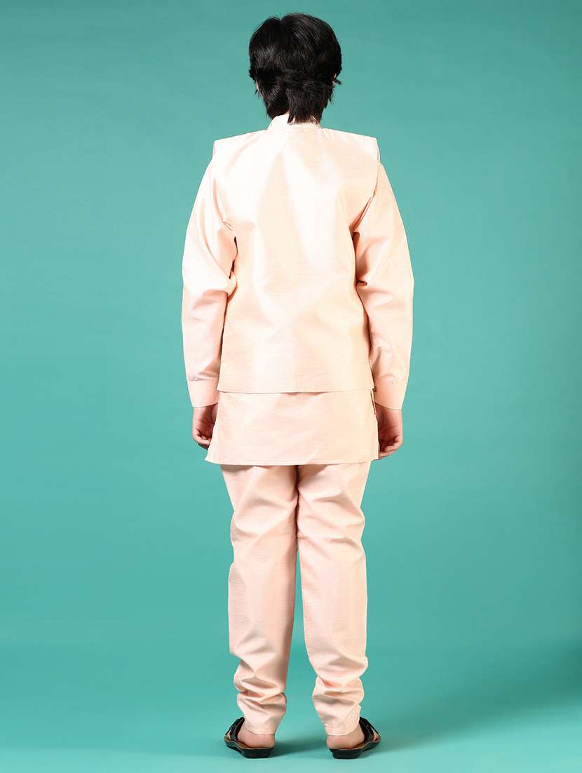 boys embroidered long sleeve kurta and pyjama set with jacket - 22163785 -  Standard Image - 2