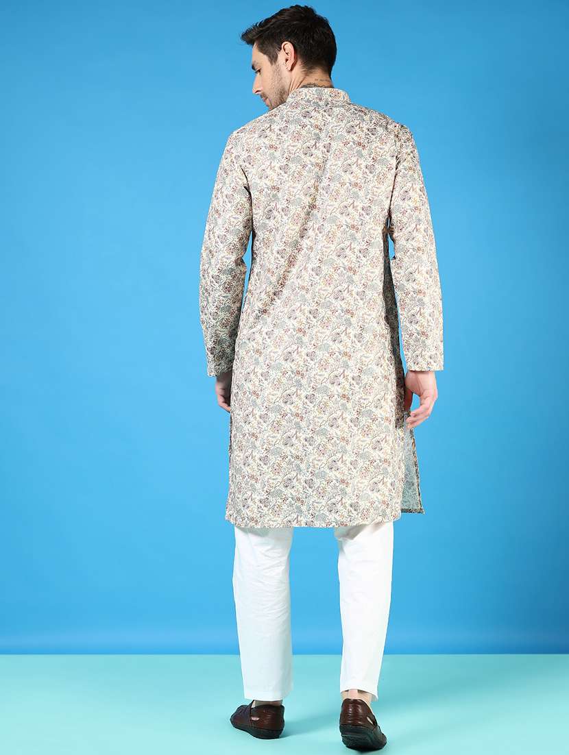 men printed long sleeve kurta and pyjama set - 22163861 -  Standard Image - 2