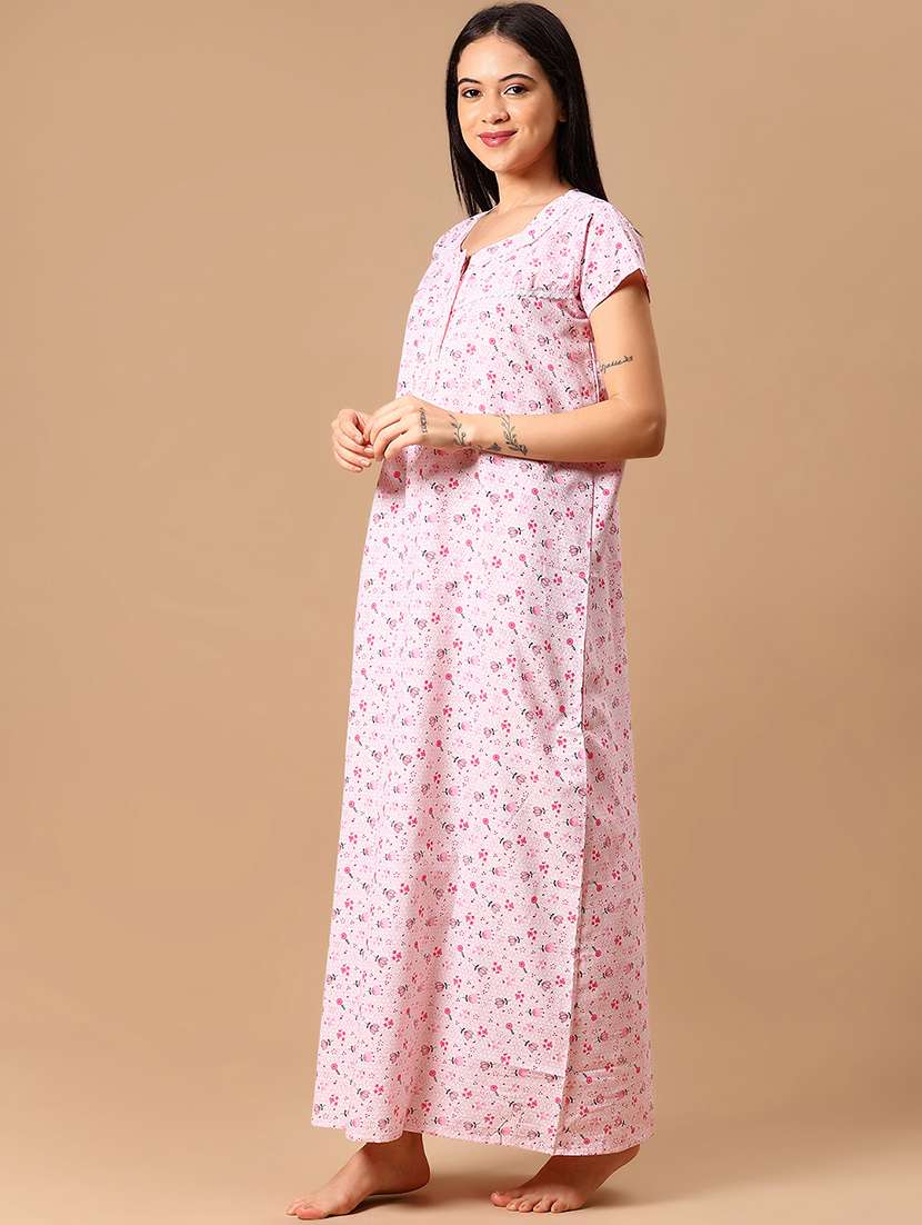 women printed short sleeve nighty - 22163896 -  Standard Image - 2