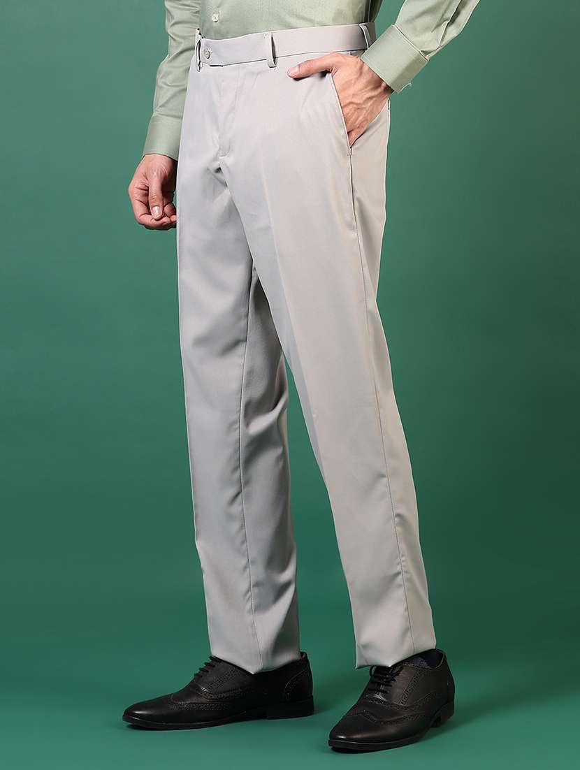 men solid mid rise flat front formal trouser - 22163962 -  Standard Image - 2