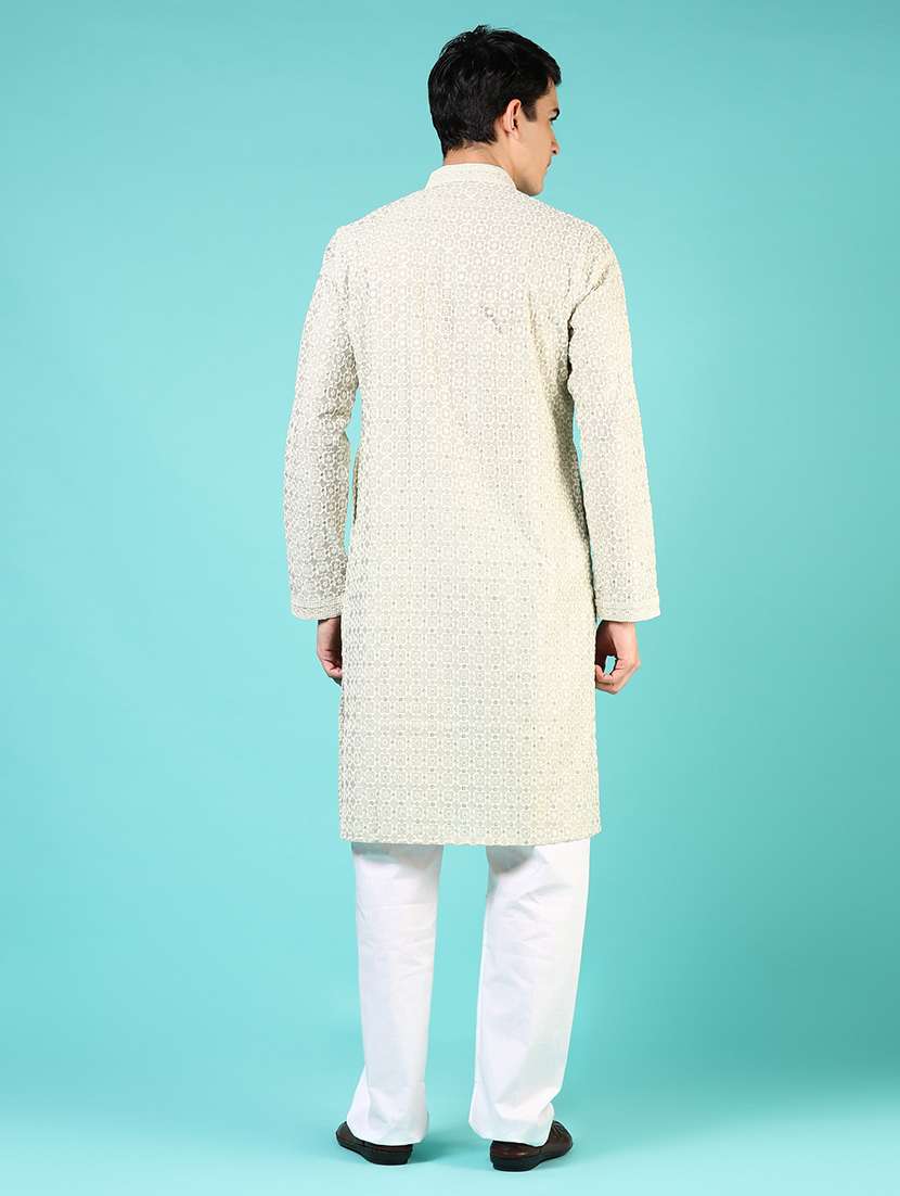 men embroidered long sleeve kurta and pyjama set - 22164153 -  Standard Image - 2