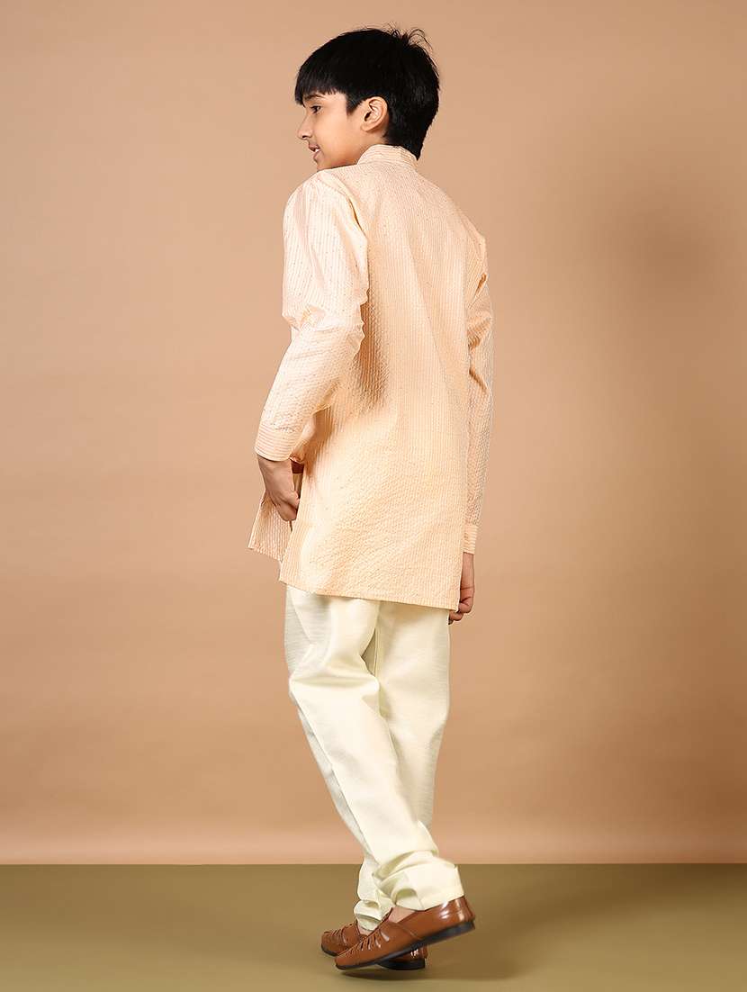 boys embroidered long sleeve kurta and pyjama set - 22164223 -  Standard Image - 2