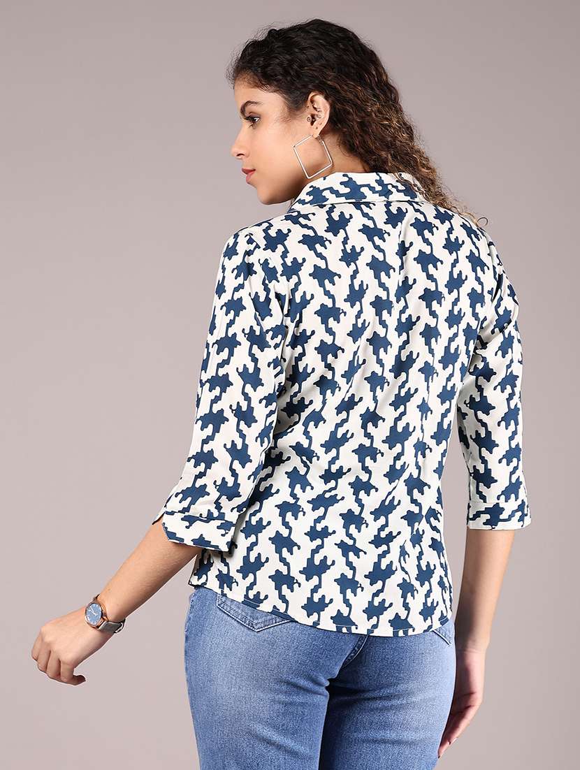 women navy blue rayon regular shirt - 22164284 -  Standard Image - 2