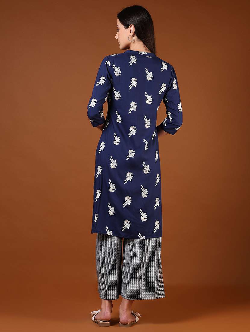 women three quarter sleeve kurta and pant set - 22164337 -  Standard Image - 2