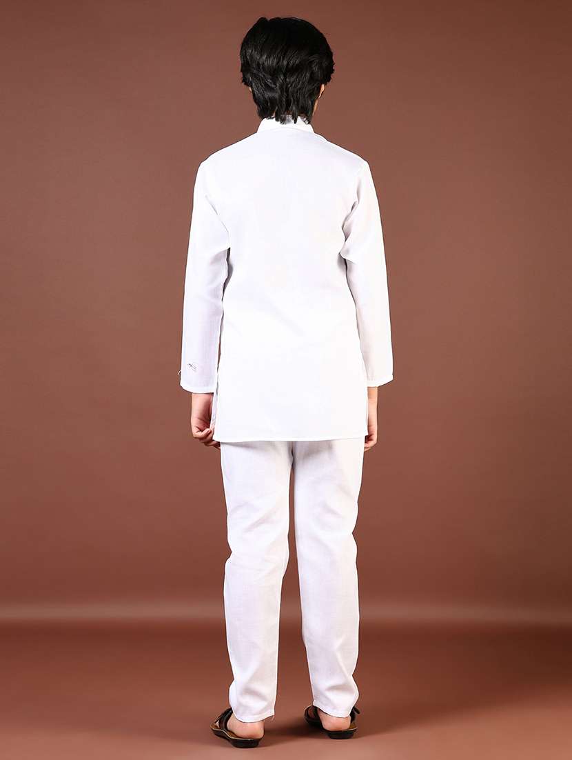 boys solid long sleeve kurta and pyjama set - 22164356 -  Standard Image - 2