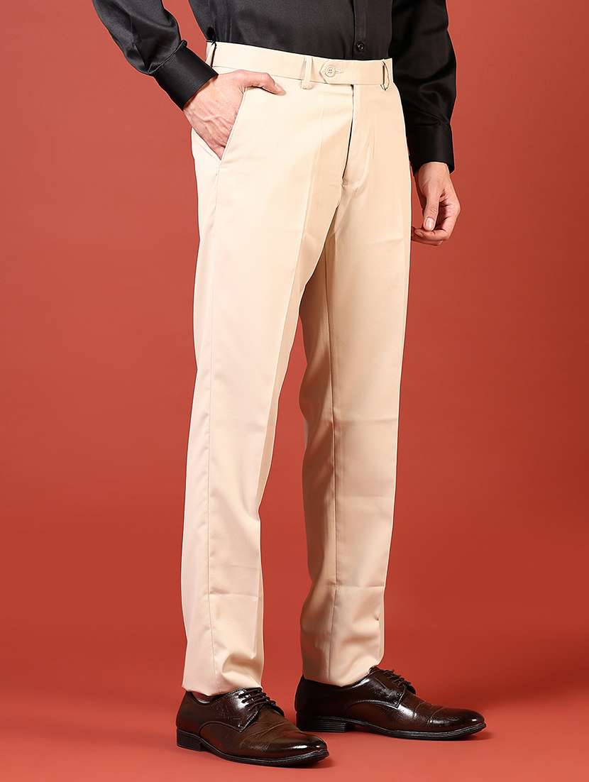 men solid mid rise flat front formal trouser - 22164527 -  Standard Image - 2