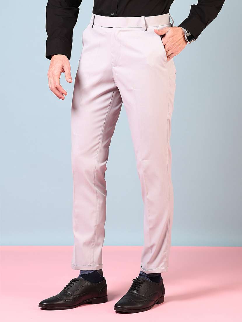 men solid mid rise flat front formal trouser - 22164528 -  Standard Image - 2