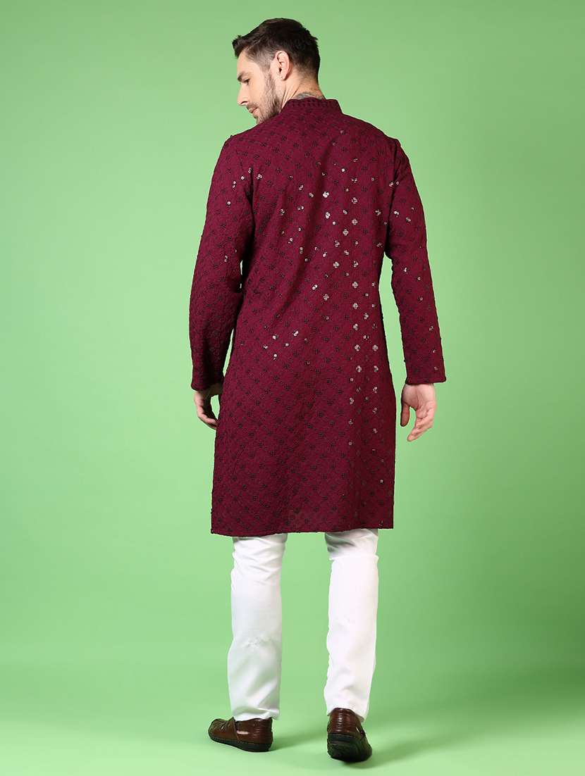 men embroidered long sleeve kurta and pyjama set - 22164570 -  Standard Image - 2