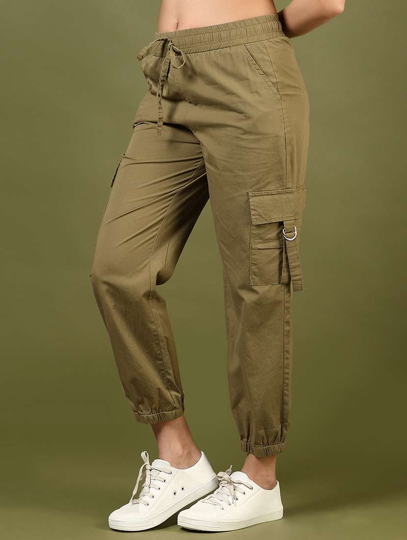 women solid mid rise regular fit jogger - 22164605 -  Standard Image - 2