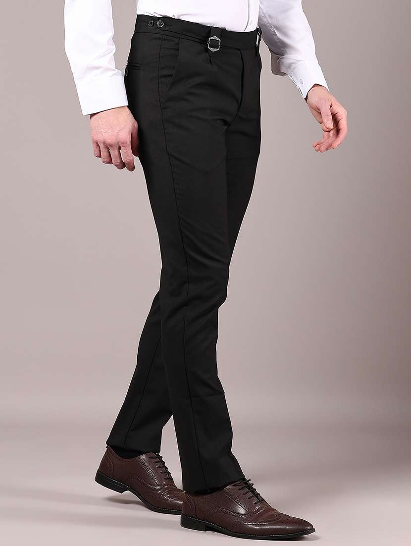 men solid mid rise flat front formal trouser - 22164698 -  Standard Image - 2