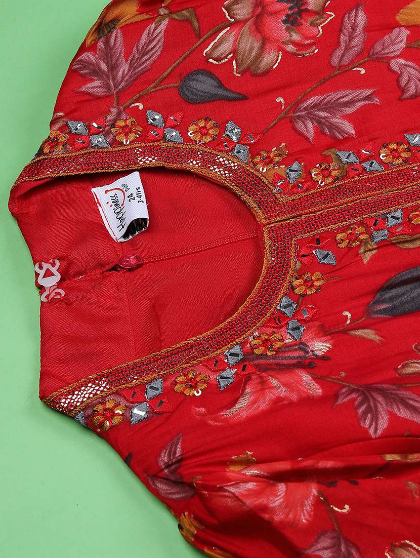 girls floral print kurta and sharara set - 22164947 -  Standard Image - 2