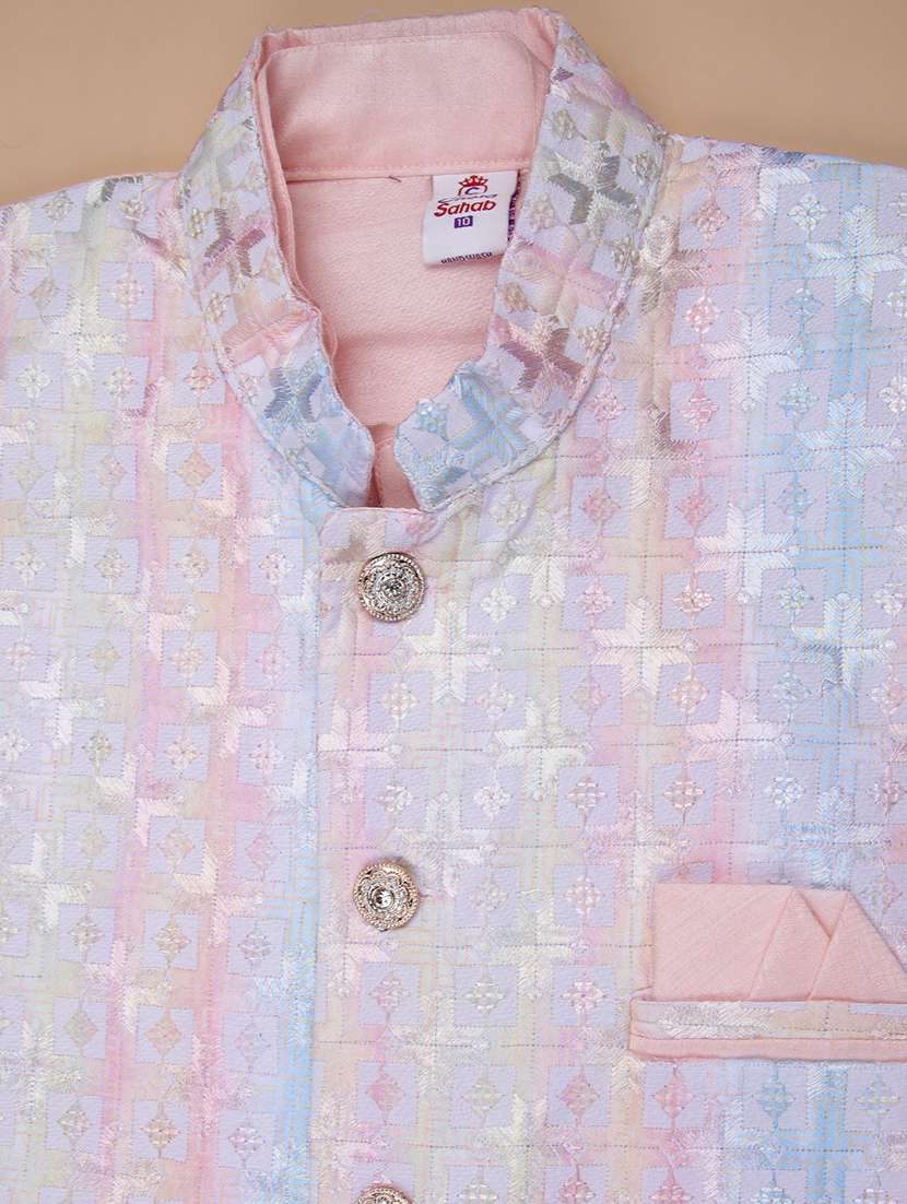 boys embroidered kurta and pyjama set with jacket - 22165070 -  Standard Image - 2