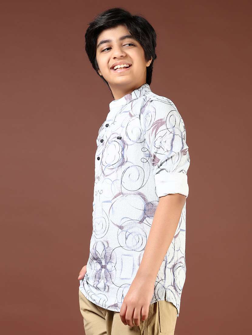 boys pntedri mandarin neck roll-up sleeve kurta - 22165228 -  Standard Image - 2