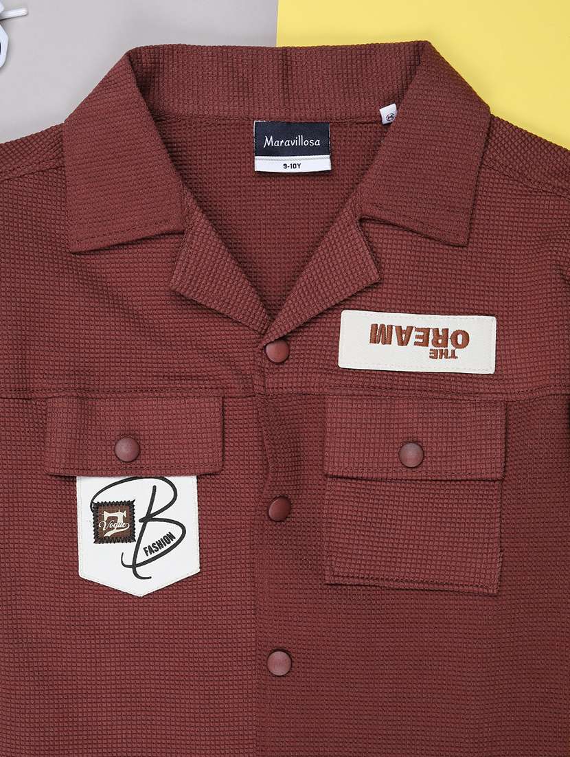 boys solid cuban collar short sleeve shirt - 22165843 -  Standard Image - 2