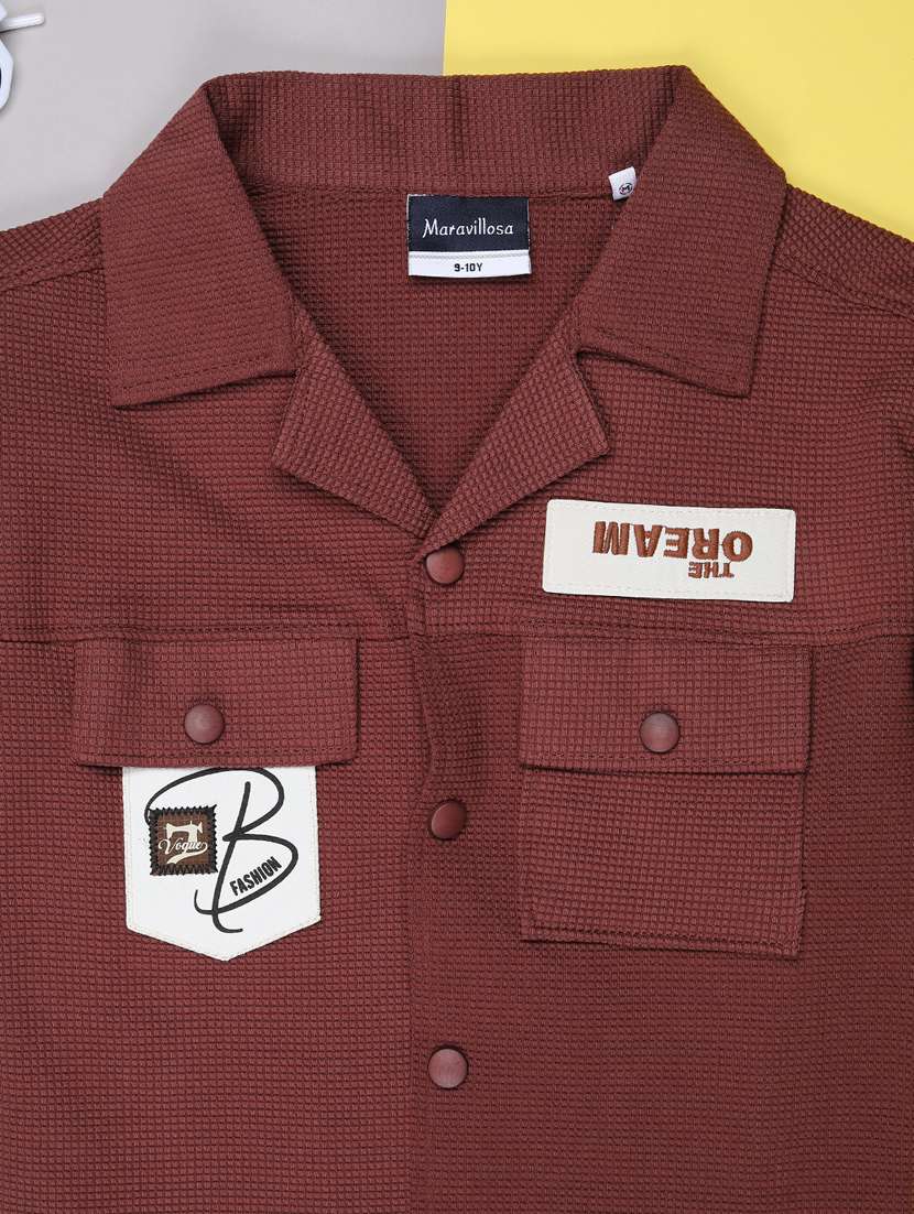 boys solid cuban collar short sleeve shirt - 22165843 -  Standard Image - 2