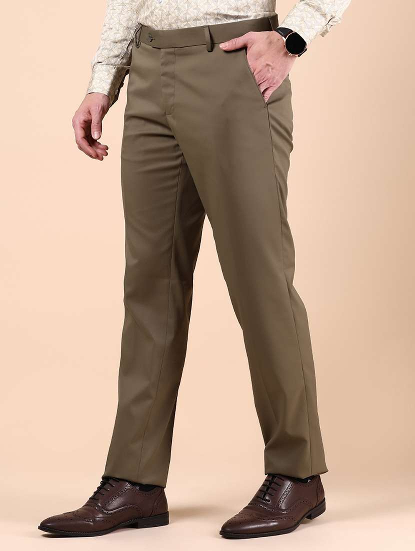 men solid mid rise flat front formal trouser - 22165860 -  Standard Image - 2