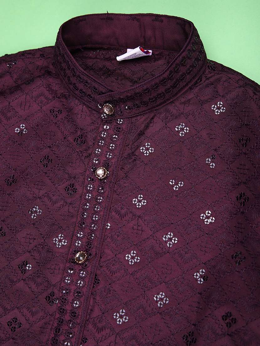 boys embroidered long sleeve kurta and pyjama set - 22165871 -  Standard Image - 2
