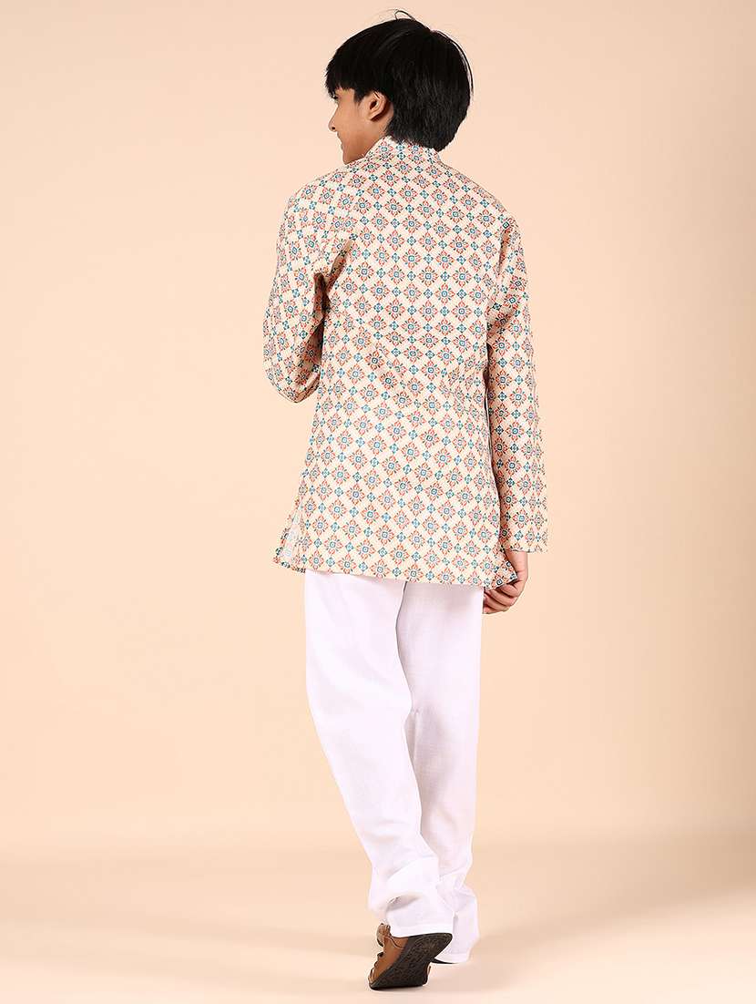 boys printed long sleeve kurta and pyjama set - 22165989 -  Standard Image - 2