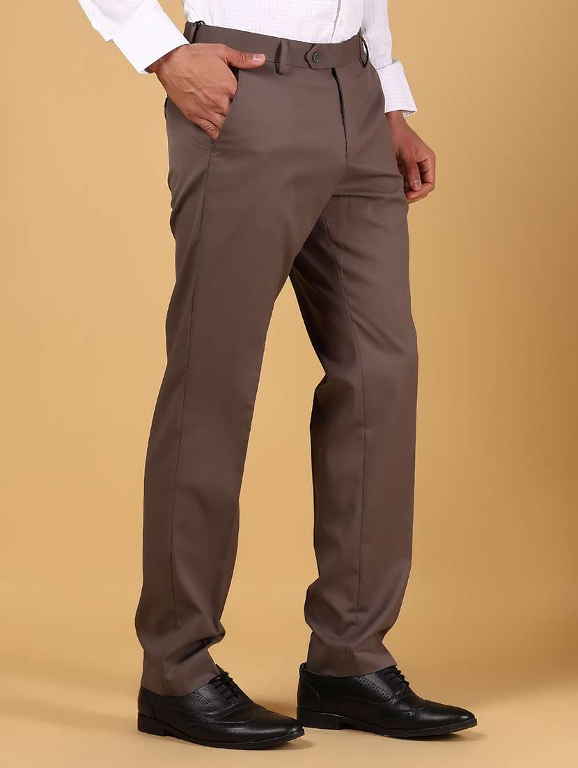 men solid mid rise flat front formal trouser - 22166481 -  Standard Image - 2