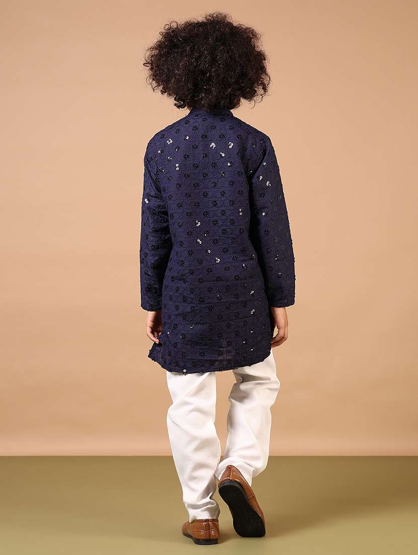 boys embroidered long sleeve kurta and pyjama set - 22166548 -  Standard Image - 2