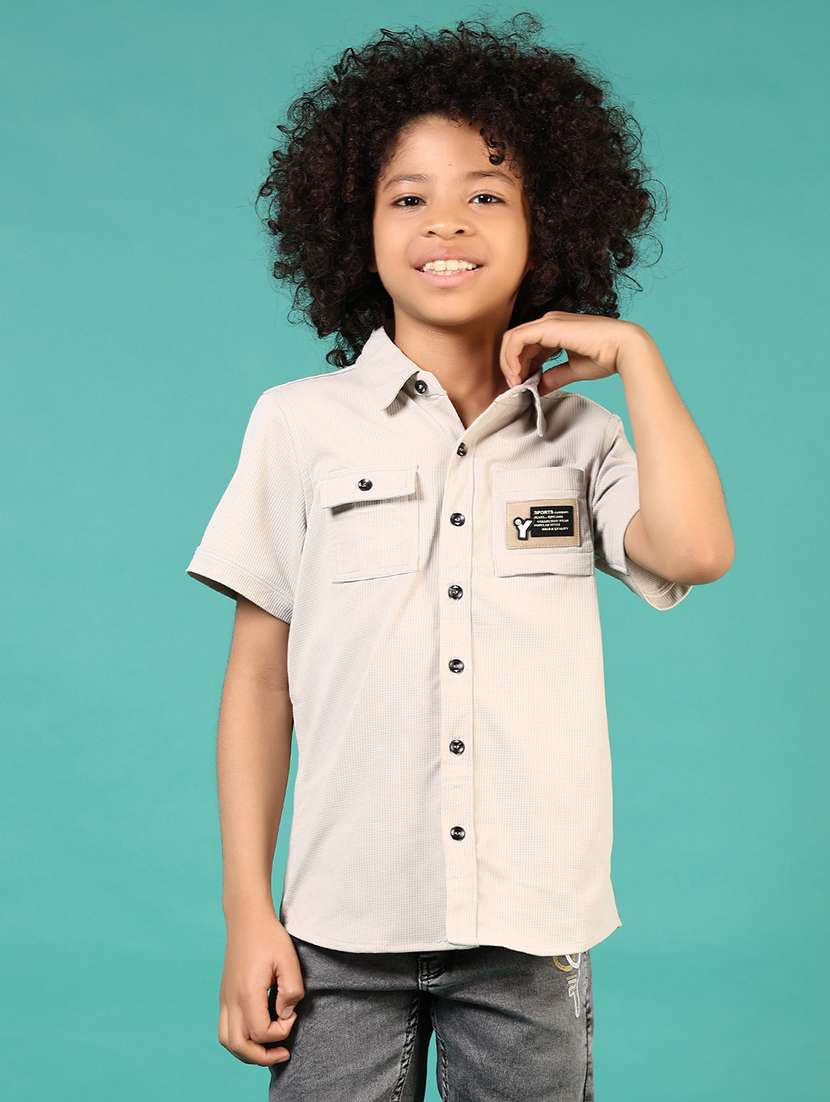 boys solid short sleeve casual shirt - 22166566 -  Standard Image - 2