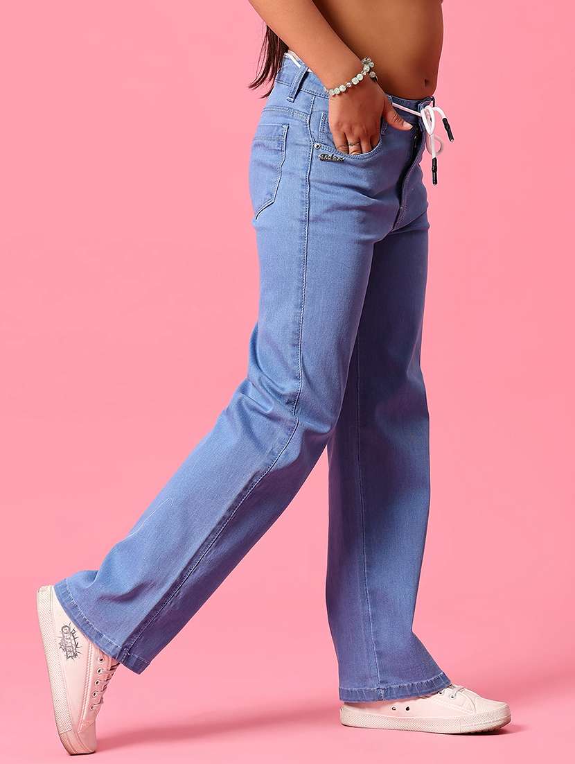 girls solid mid rise straight fit jean - 22166663 -  Standard Image - 2