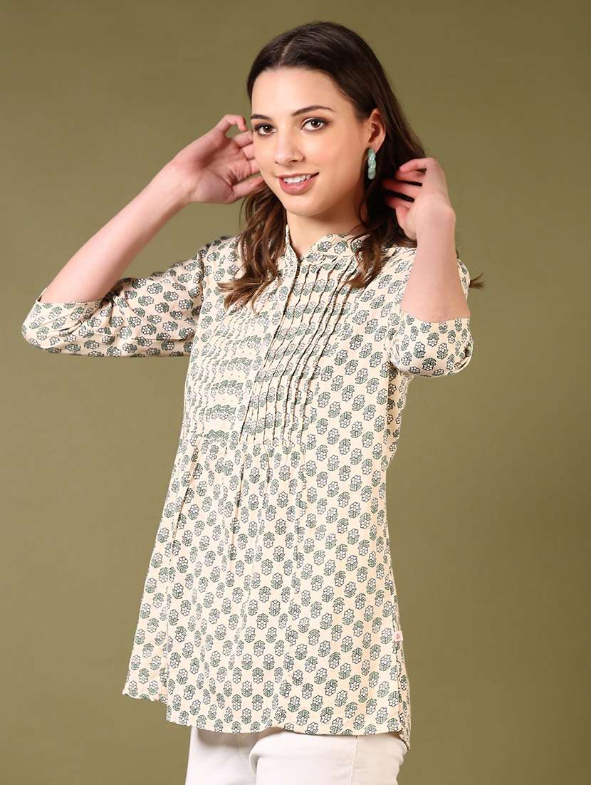 women floral printed three quarter sleeve a-line kurti - 22166834 -  Standard Image - 2