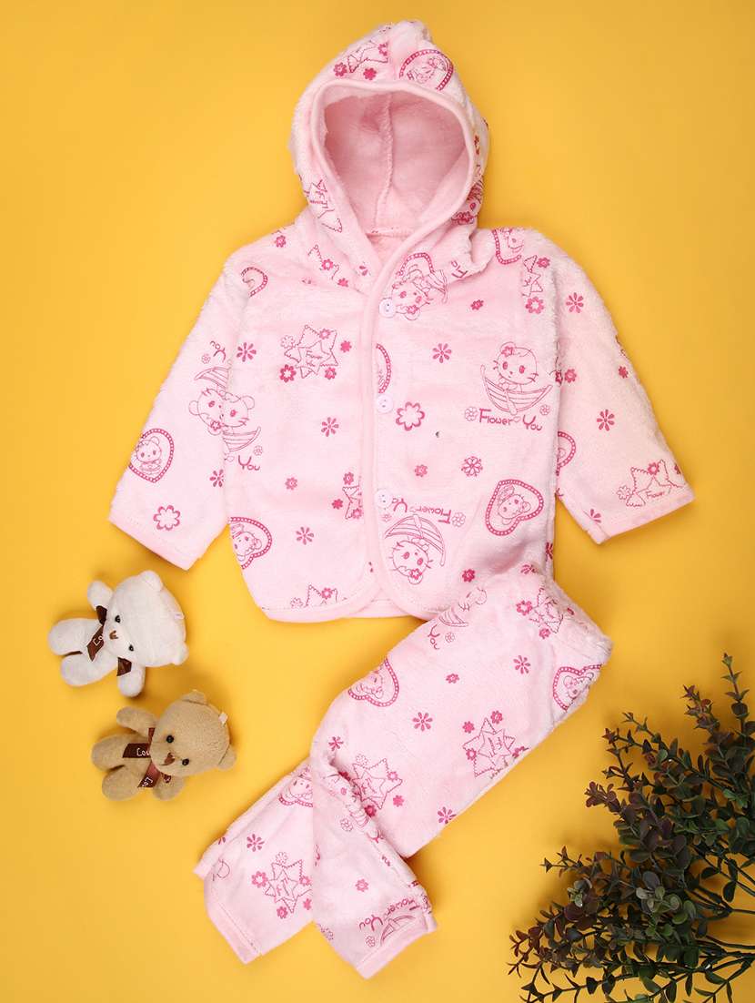 boys printed hooded full length set