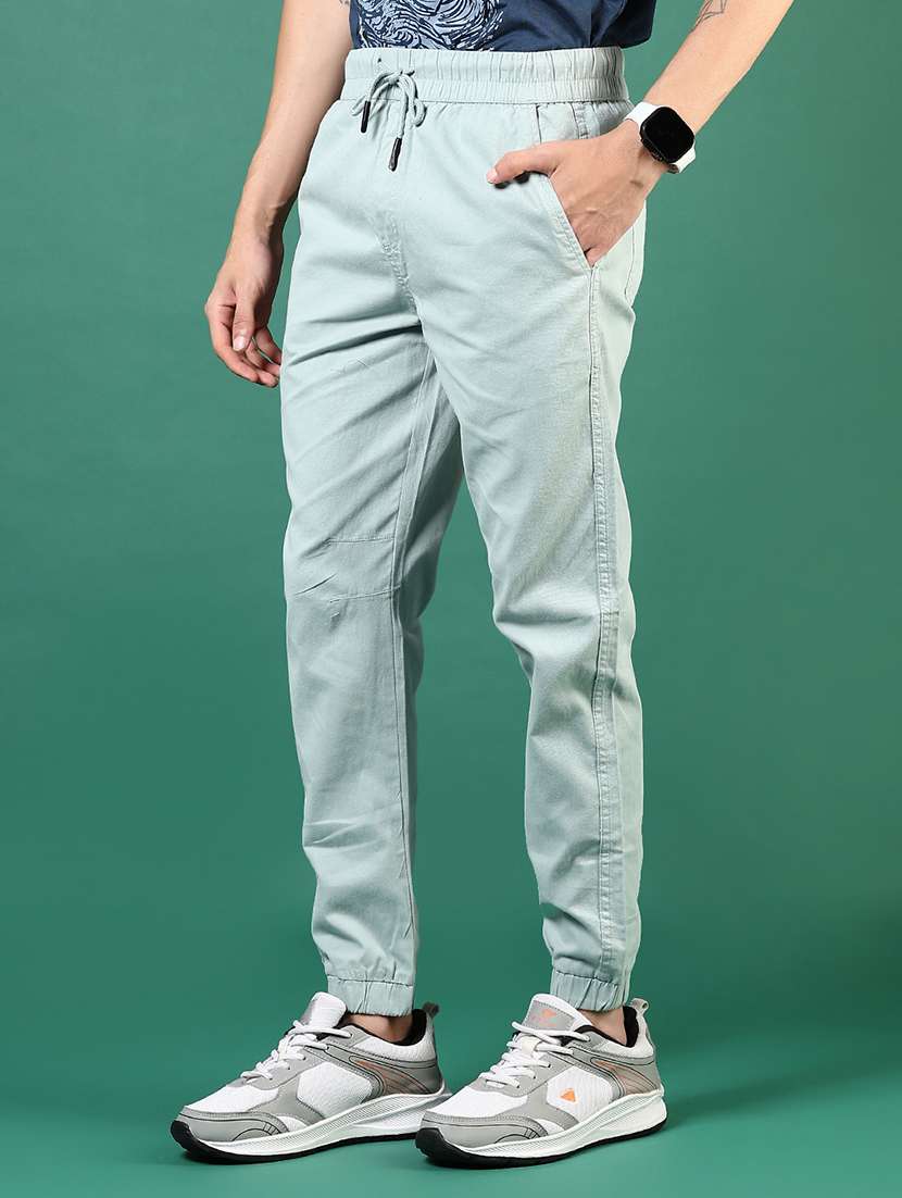 men solid mid rise regular fit jogger - 22167163 -  Standard Image - 2