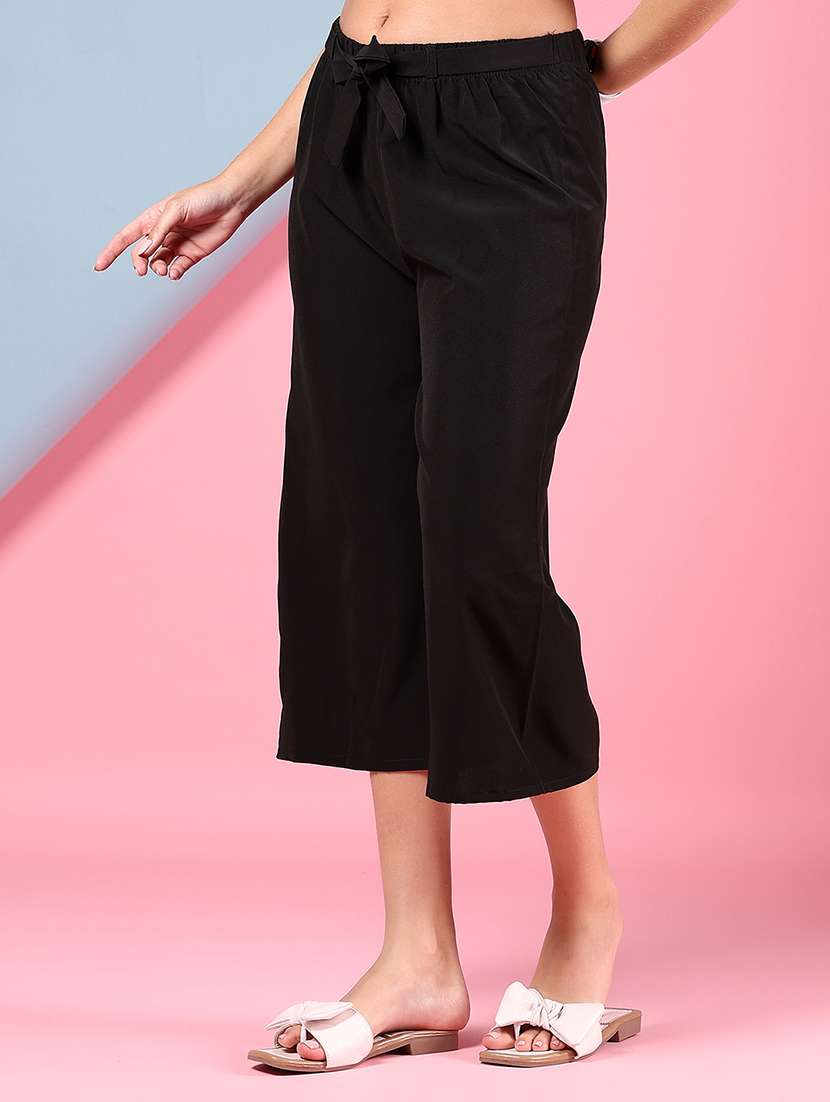 women solid mid rise relaxed fit capri - 22167169 -  Standard Image - 2