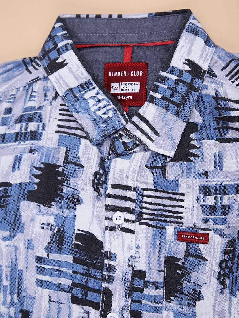 boys printed collared long sleeve shirt - 22167206 -  Standard Image - 2