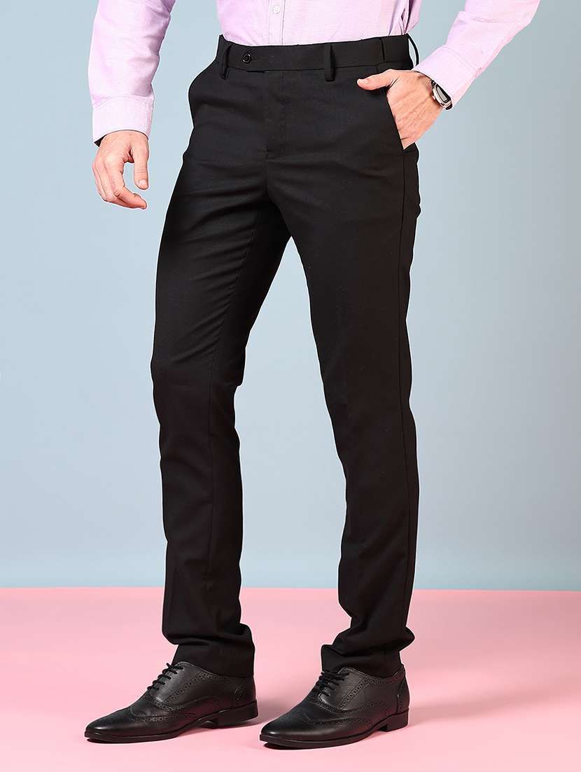 men solid mid rise flat front formal trouser - 22167292 -  Standard Image - 2