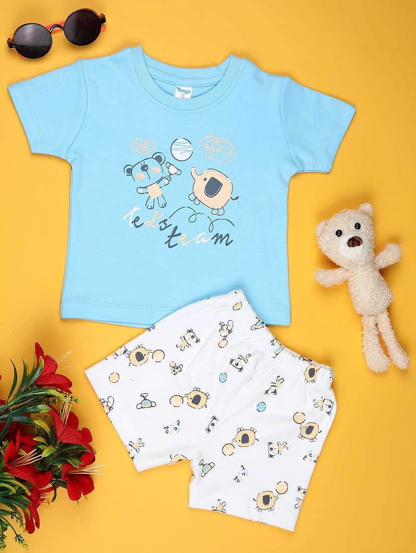 boys printed t-shirt and shorts co-ord set