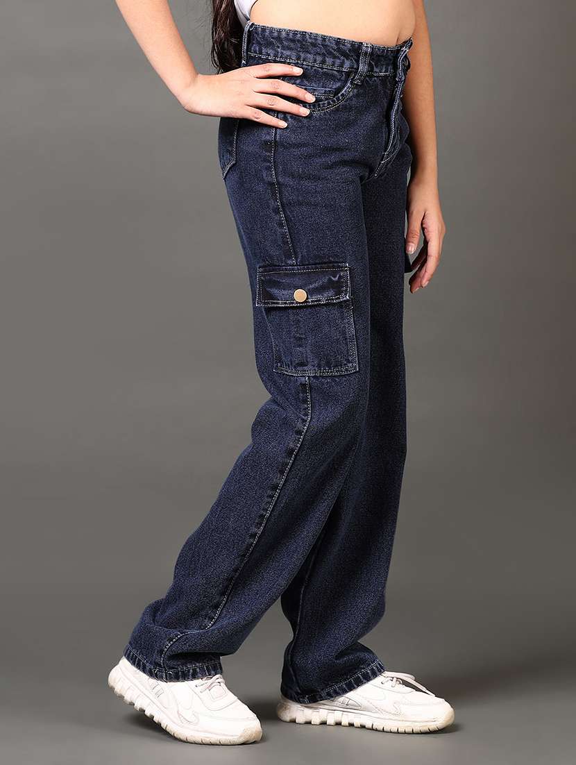 girls plain mid rise regular fit cargo - 22167515 -  Standard Image - 2